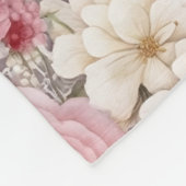  Roze Pastel Waterverf Bloemen & Kant Fleece Deken (Hoek)