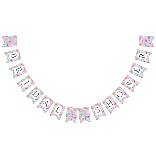 Roze Pastel Waterverf Bloemen Vrijgezellenfeest Vlaggetjes (Alle)