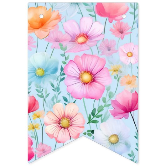 Roze Pastel Waterverf Bloemen Vrijgezellenfeest Vlaggetjes (Eerste vlag)