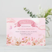 Roze pastel waterverf bloementuin bruiloft save the date (Staand voorkant)