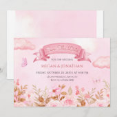 Roze pastel waterverf bloementuin bruiloft save the date (Voorkant / Achterkant)