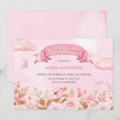 Roze pastel waterverf bloementuin vrijgezellenfees kaart (Voorkant / Achterkant)