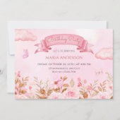 Roze pastel waterverf bloemetuin  kaart (Voorkant)