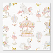 Roze Pastel Waterverf Carrousel Vrolijk rond Behang (Voorkant)