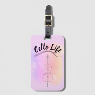 Roze Pastel Waterverf Cello Life Instrument Bag Bagagelabel