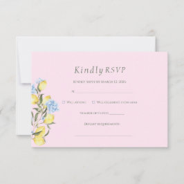 Roze Pastel Waterverf Citrus Bruiloft RSVP Kaart