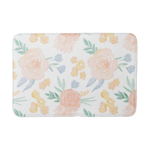 Roze Pastel Waterverf Floral gepersonaliseerd Badmat