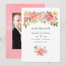 Roze Pastel Waterverf Pioenrozen Trouwfoto