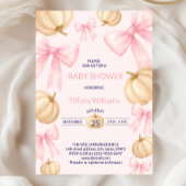 Roze Pastel Waterverf Pompoen boog lint Kaart