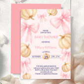 Roze Pastel Waterverf Pompoen boog lint Kaart