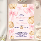 Roze Pastel Waterverf Pompoen boog lint Kaart