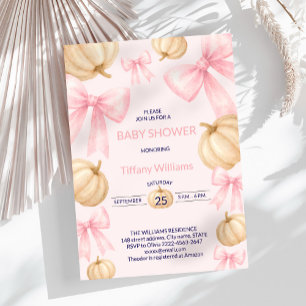 Roze Pastel Waterverf Pompoen boog lint Kaart