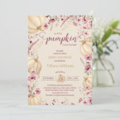 Roze Pastel Waterverf Pompoen herfst wilde bloemen Kaart (Staand voorkant)