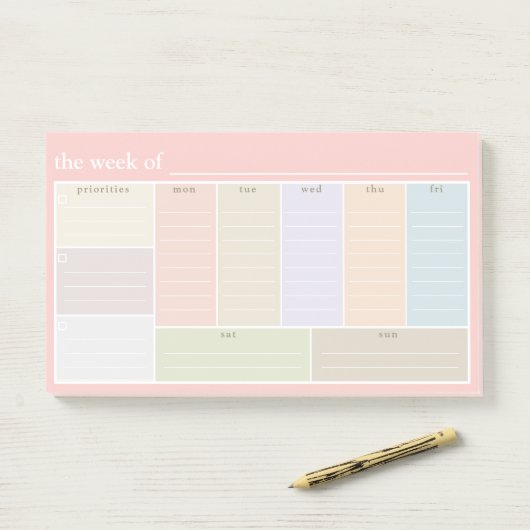 Roze Pastel Weekly Desk Planner To-do List Post-it® Notes (Op bureau)
