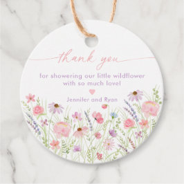 Roze Pastel Wildflower Baby shower Bedankjes Labels