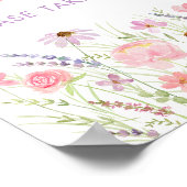 Roze Pastel Wildflower Baby shower Favor Sign Poster (Hoek)
