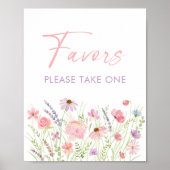 Roze Pastel Wildflower Baby shower Favor Sign Poster (Voorkant)
