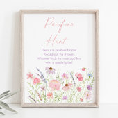 Roze Pastel Wildflower Baby shower Fopspeen Spel Poster