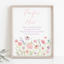 Roze Pastel Wildflower Baby shower Fopspeen Spel
