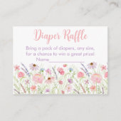 Roze Pastel Wildflower Baby shower Luier Raffle Informatiekaartje (Voorkant)