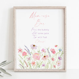 Roze Pastel Wildflower Baby shower Mimosa Bar Teke Poster
