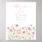 Roze Pastel Wildflower Baby shower Mimosa Bar Teke Poster (Voorkant)
