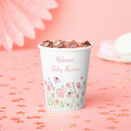 Roze Pastel Wildflower Baby shower Papieren Bekers