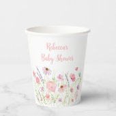 Roze Pastel Wildflower Baby shower Papieren Bekers (Voorkant)