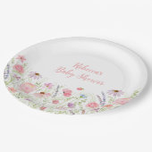 Roze Pastel Wildflower Baby shower Papieren Bordje (Gekanteld)