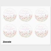 Roze Pastel Wildflower Baby shower Ronde Sticker (Vel)