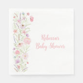 Roze Pastel Wildflower Baby shower Servet (Voorkant)