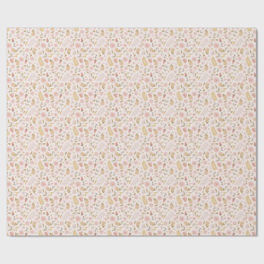 Roze Pastel Wildflower Cadeaupapier (Vlak)