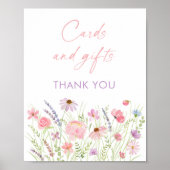 Roze Pastel Wildflower Kaarten en cadeaubordje Poster (Voorkant)