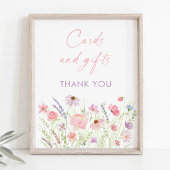 Roze Pastel Wildflower Kaarten en cadeaubordje Poster