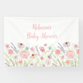 Roze Pastel Wildflower Meadow Baby shower Spandoek (Horizontaal)