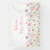 Roze Pastel Wildflower Meadow Baby shower Spandoek (Verticaal)