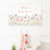 Roze Pastel Wildflower Meadow Baby shower Spandoek (Insitu)