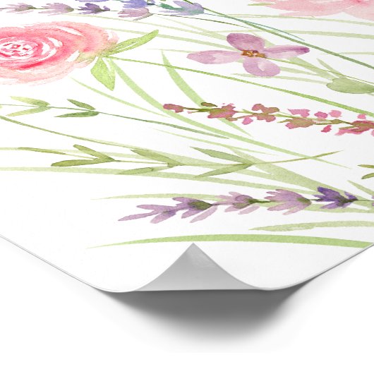 Roze Pastel Wildflower Meadow Baby shower Welkom Poster (Hoek)