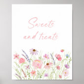 Roze Pastel Wildflower Sweets and Treats Teken Poster (Voorkant)
