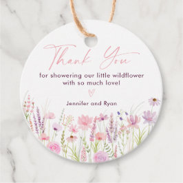 Roze Pastel Wildflower Verjaardag Bedankjes Labels