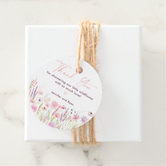 Roze Pastel Wildflower Verjaardag Bedankjes Labels (In situ)