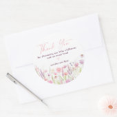 Roze Pastel Wildflower Verjaardag Ronde Sticker (Envelop)