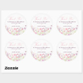 Roze Pastel Wildflower Verjaardag Ronde Sticker (Vel)