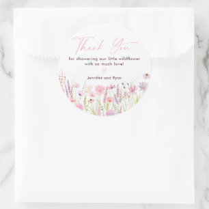 Roze Pastel Wildflower Verjaardag Ronde Sticker