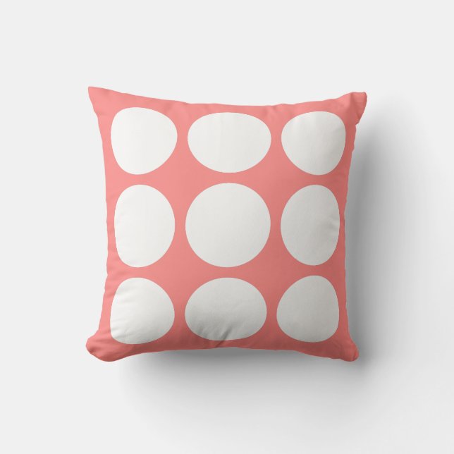 Roze Pastel & Witte Abstracte Cirkel Ontwerp Kussen (Voorkant)