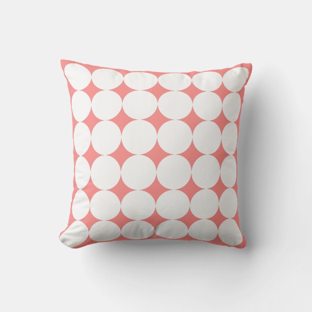 Roze Pastel & Witte Cirkel Patroon Kussen (Voorkant)