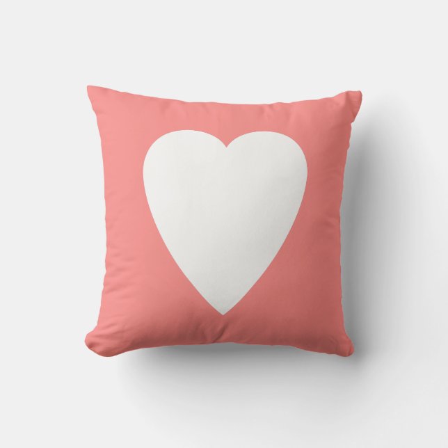 Roze Pastel & Witte Hartvorm Design Kussen (Voorkant)