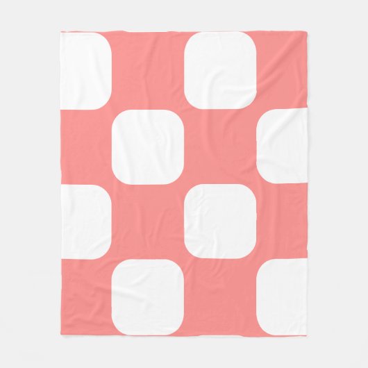 Roze Pastel & Witte Squircle Patroon Ontwerp Fleece Deken (Voorkant)