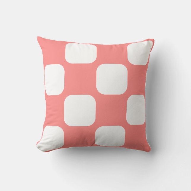 Roze Pastel & Witte Squircle Patroon Ontwerp Kussen (Voorkant)
