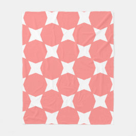 Roze Pastel & Witte Ster Patroon Ontwerp Fleece Deken